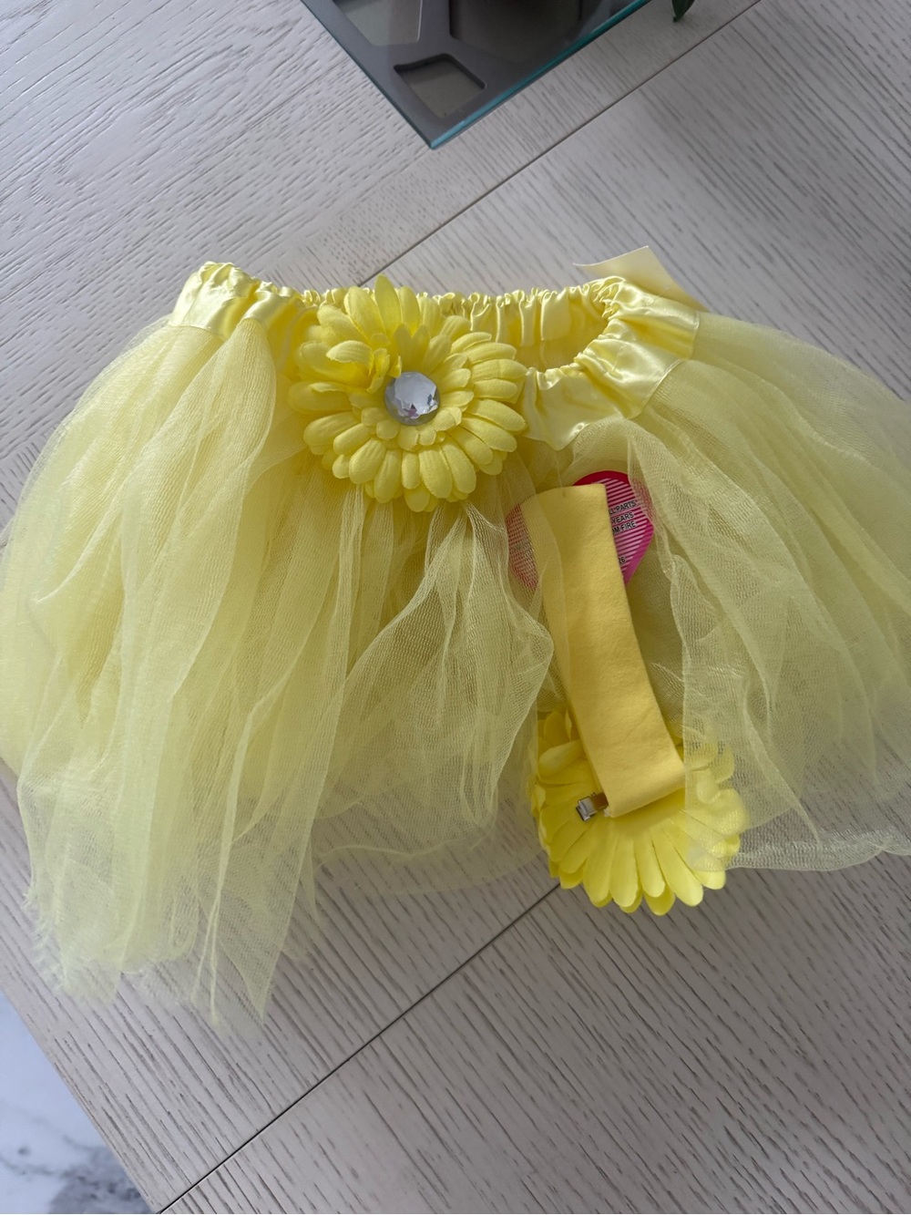 Yellow Tulle Diaper Cover with Flower Accent for Kids